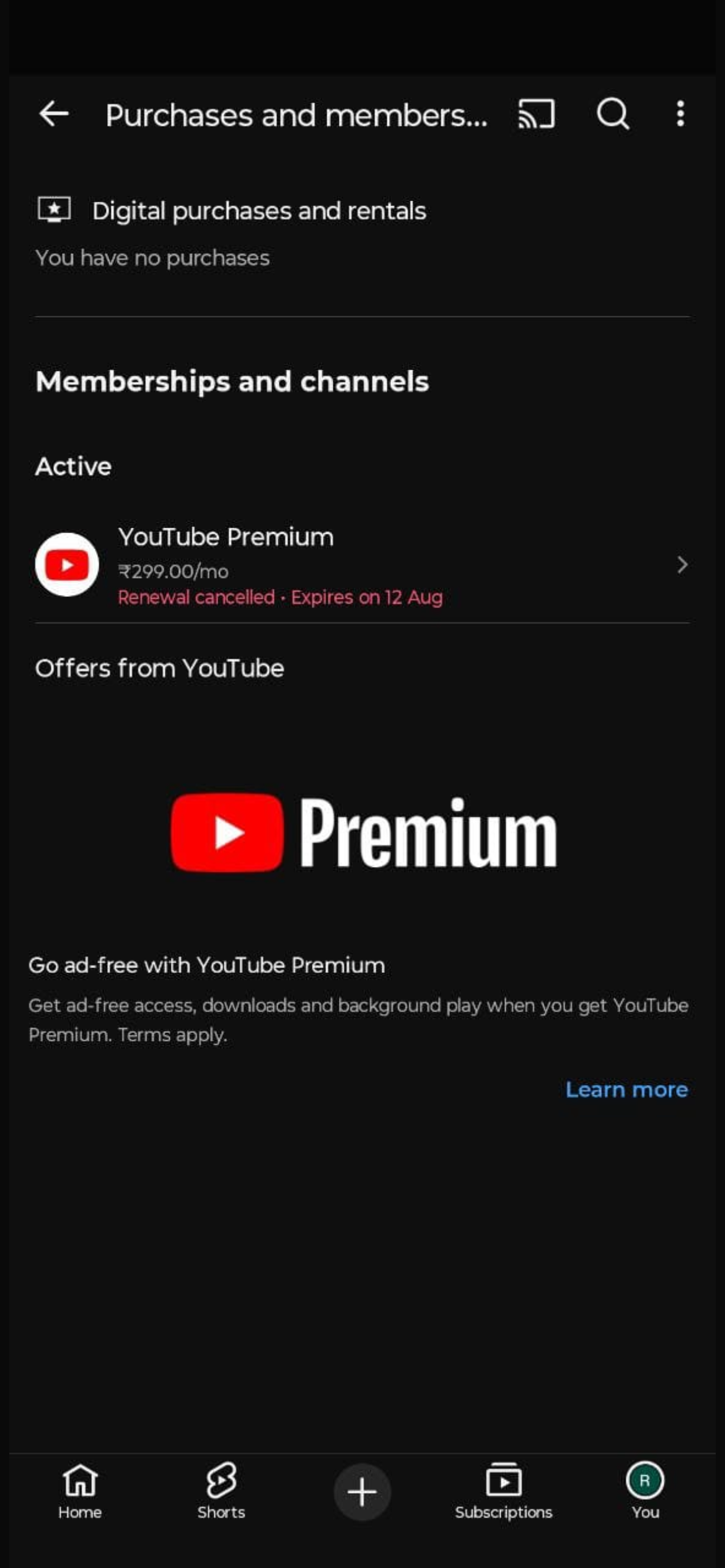 Youtube premium for 3 months, individual plan